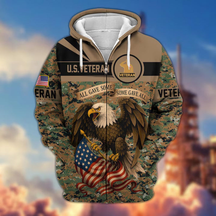Herren Kapuzensweater mit amerikanischem Veteranenmotiv Echoarchiv