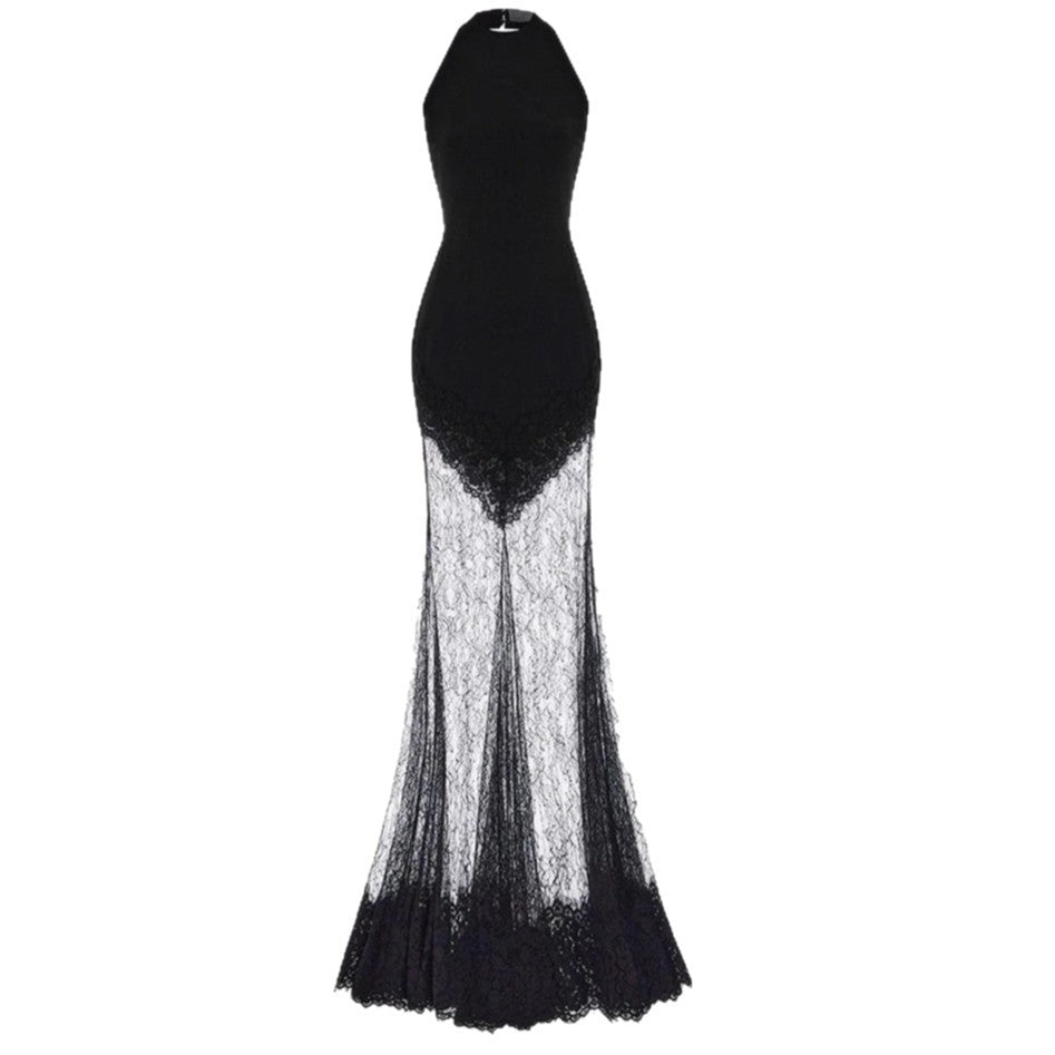Damen Bodenlanges Spitzenkleid im eleganten Schnitt Echo Archiv