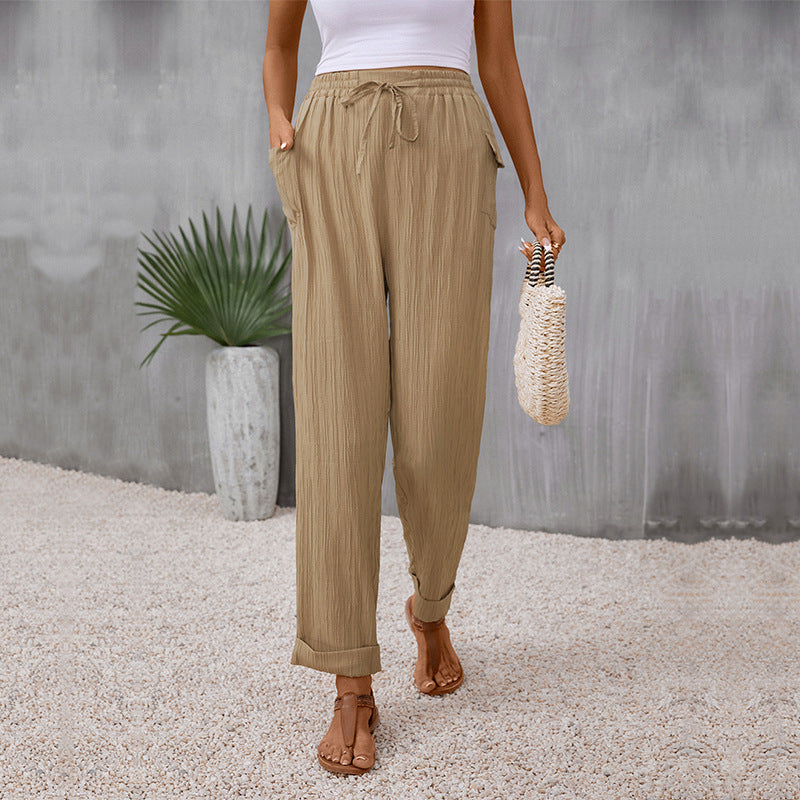 Damen Lässige Sommerhose mit Gummizug und Seitentaschen Echo Archiv
