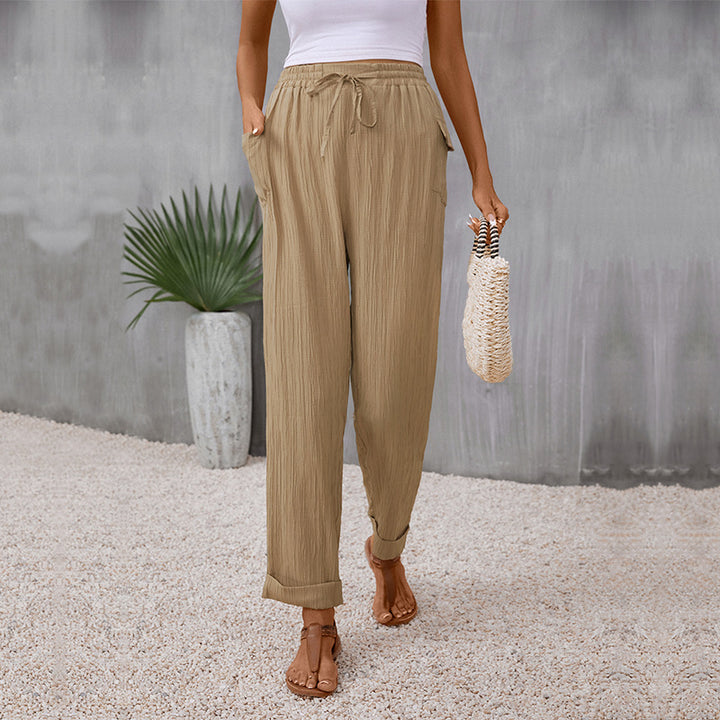Damen Lässige Sommerhose mit Gummizug und Seitentaschen Echo Archiv