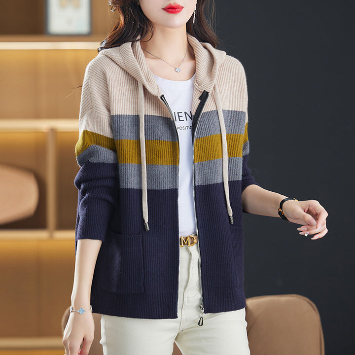 Damen Sportliche Kapuzenjacke mit Streifen Echo Archiv