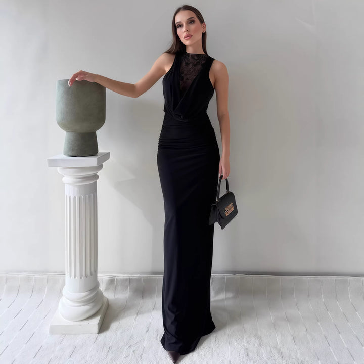 Damen Elegantes Maxikleid mit elegantem Neckholder-Design und raffinierter Spitzenlage Echo Archiv