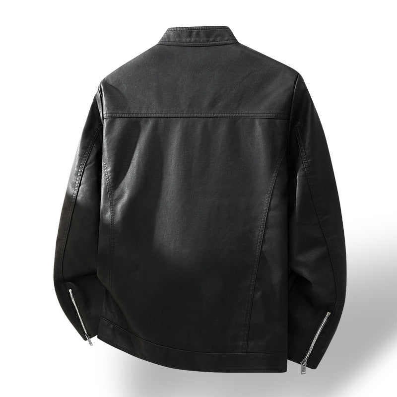 Herren Schlichte Kunstleder-Cityjacke mit Stehkragen, Zweiwege-Reißverschluss & Eingrifftaschen Echoarchiv