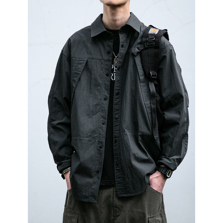 Herren Technisches Field-Overshirt im Utility-Look mit Druckknopfleiste und kastiger Passform Echoarchiv