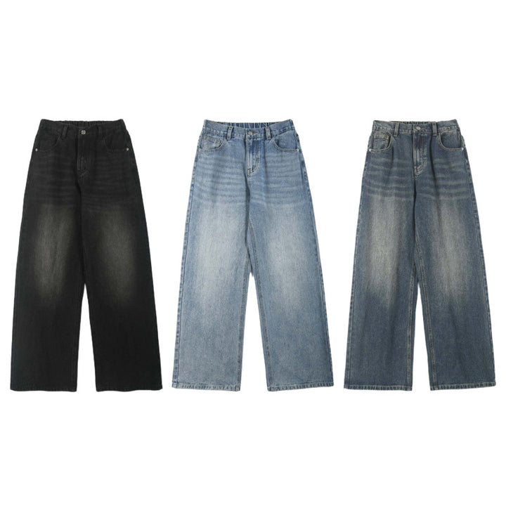 Herren Weite Relaxed-Jeans mit hohem Bund Used-Waschung und geradem Bein Echo Archiv