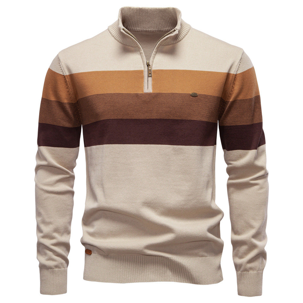 Herren Sweatpullover mit modernem Kurzreißverschluss und stilvollen Farbblockstreifen Echoarchiv