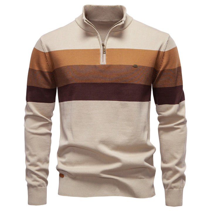 Herren Sweatpullover mit modernem Kurzreißverschluss und stilvollen Farbblockstreifen Echoarchiv