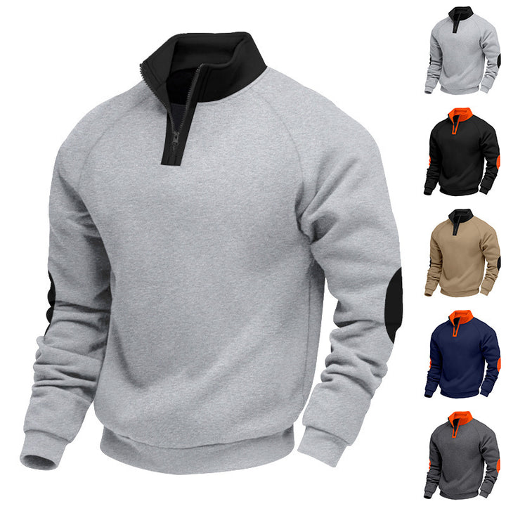 Herren Sportpullover mit halbem Reißverschluss und kontrastierenden Ärmeln Echoarchiv