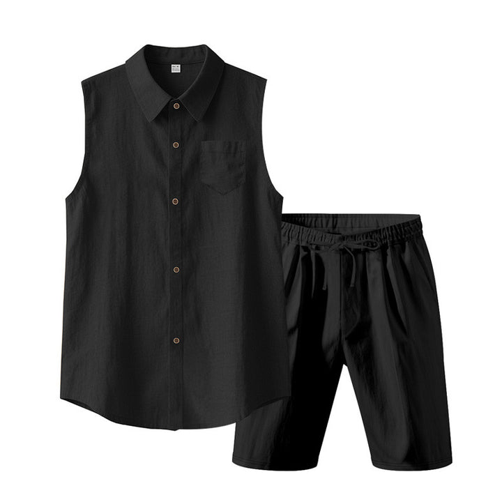 Herren lässiges Kurzarm-Hemd und Shorts-Set Echoarchiv