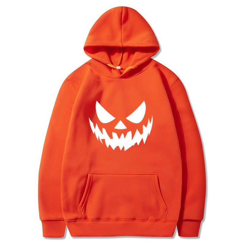 Unisex nan Kapuzenpullover mit gruseligem Kürbisgesicht-Print und Oversize Kängurutasche Echo Archiv