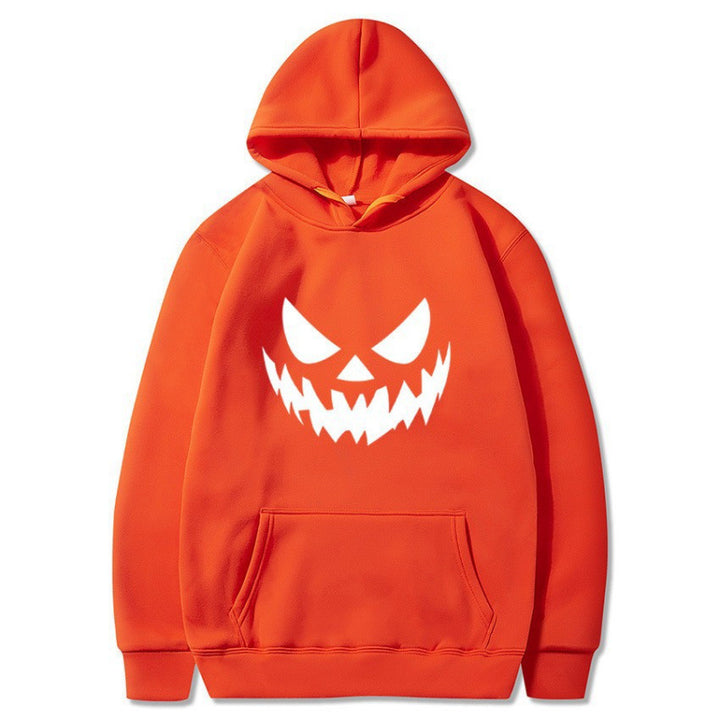Unisex nan Kapuzenpullover mit gruseligem Kürbisgesicht-Print und Oversize Kängurutasche Echo Archiv