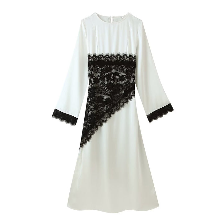 Damen Midikleid mit asymmetrischer Spitzenapplikation und langen Glockenärmeln Echo Archiv