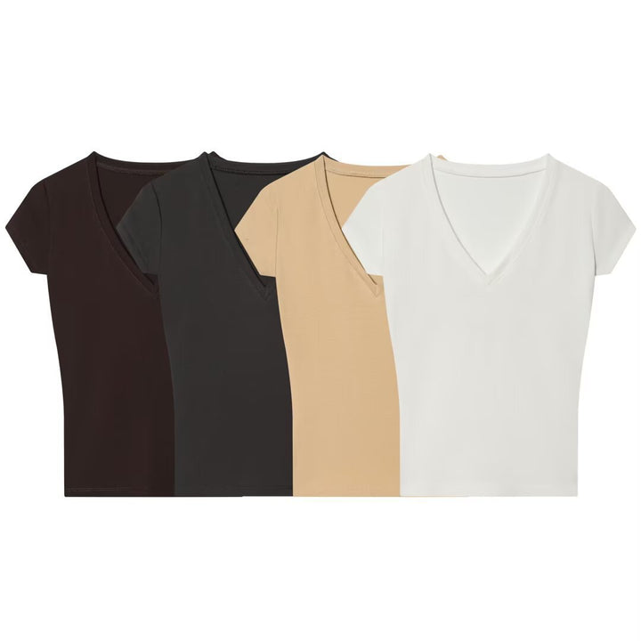 Damen V-Ausschnitt T-Shirt aus hochwertiger Baumwolle Echo Archiv
