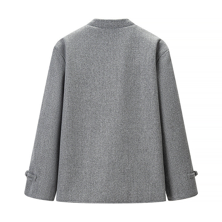 Damen Wolloptik-Kurzjacke mit Stehkragen und Knotenverschlüssen Echo Archiv