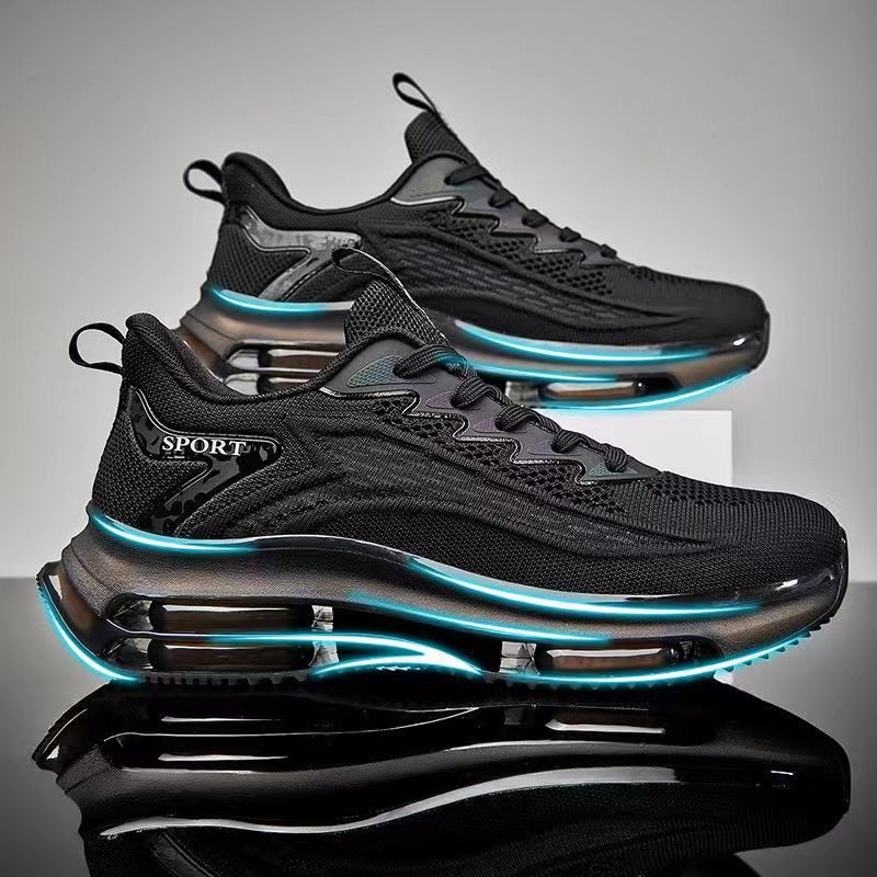 Unisex atmungsaktive Strick-Laufsneaker mit sichtbarer Luftkammer, verstärkter Ferse und rutschfester Profilsohle – Tavélo