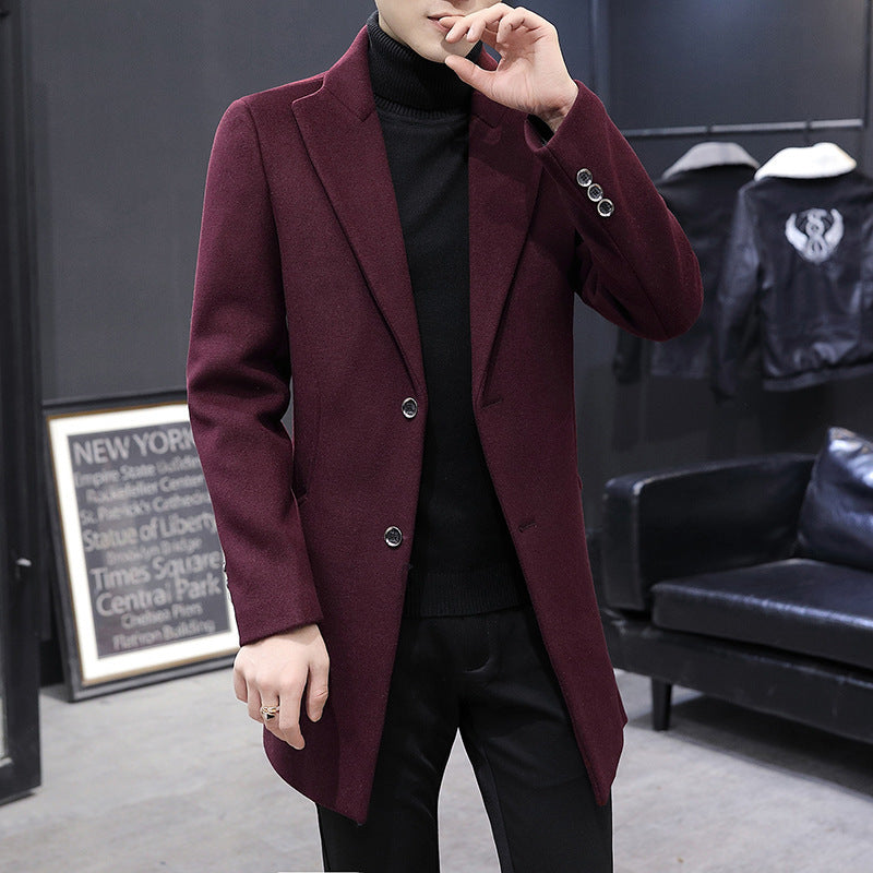 Herren eleganter Wollmantel mit modernem Schnitt und praktischen Taschen Echoarchiv