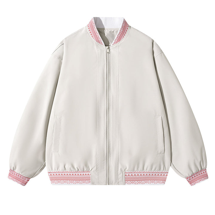 Damen Oversize Bomberjacke mit folklorischen Stickborden Echoarchiv