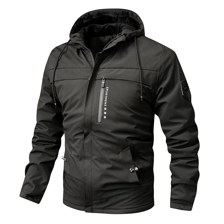 Herren nan winddichte Softshelljacke mit verstellbarer Kapuze, Fleece-Innenfutter und verdeckten Reißverschlusstaschen Echo Archiv