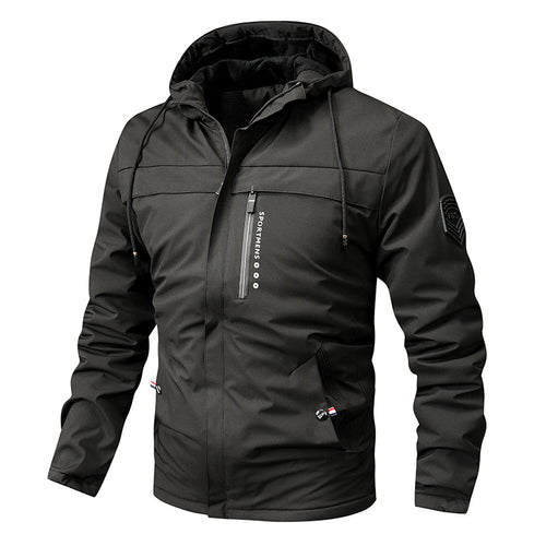 Herren nan winddichte Softshelljacke mit verstellbarer Kapuze, Fleece-Innenfutter und verdeckten Reißverschlusstaschen Echo Archiv