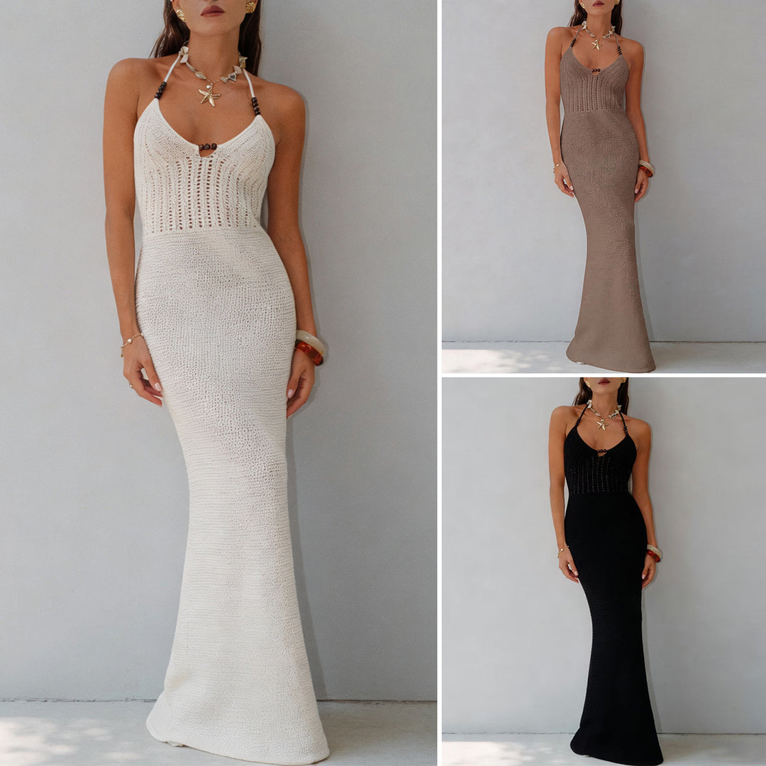 Damen Elegantes Maxikleid mit tiefem V-Ausschnitt und schmalem Schnitt Echo Archiv