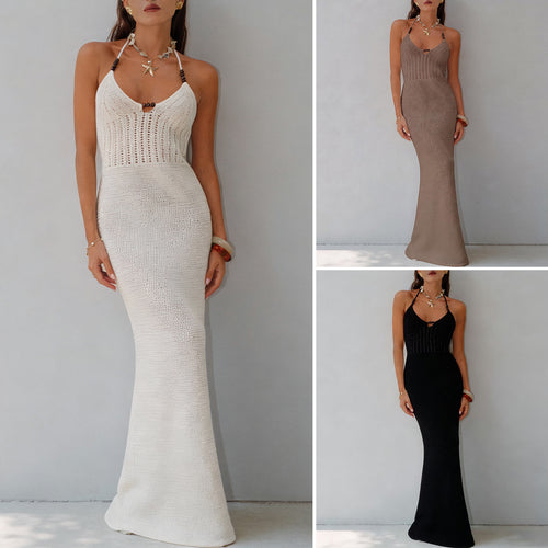 Damen Elegantes Maxikleid mit tiefem V-Ausschnitt und schmalem Schnitt Echo Archiv