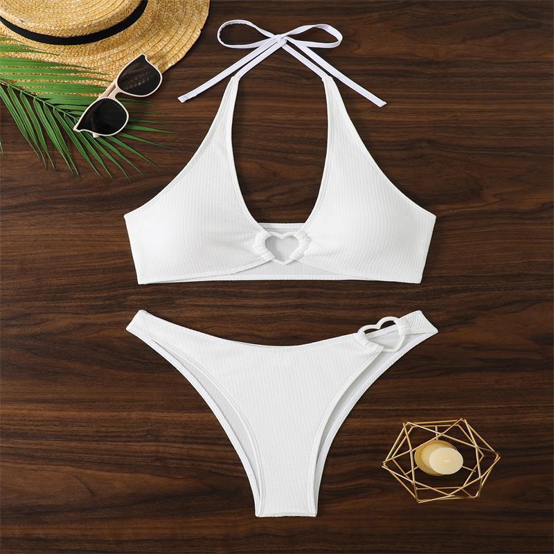 Damen Triangel-Bikini mit dekorativem Herzdetail und schicker Rippstruktur Echo Archiv