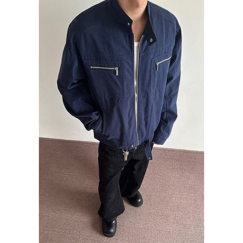 Herren Leichte Overshirt-Jacke mit Stehkragen und Reißverschlusstaschen Echo Archiv