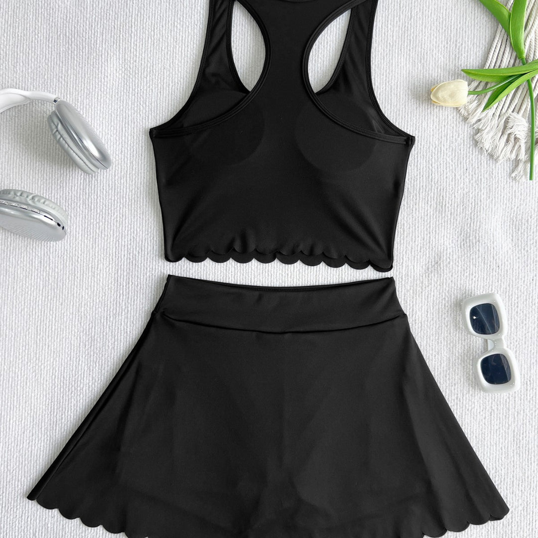 Damen Sportliches Tennis-Outfit mit gewelltem Saum Echo Archiv