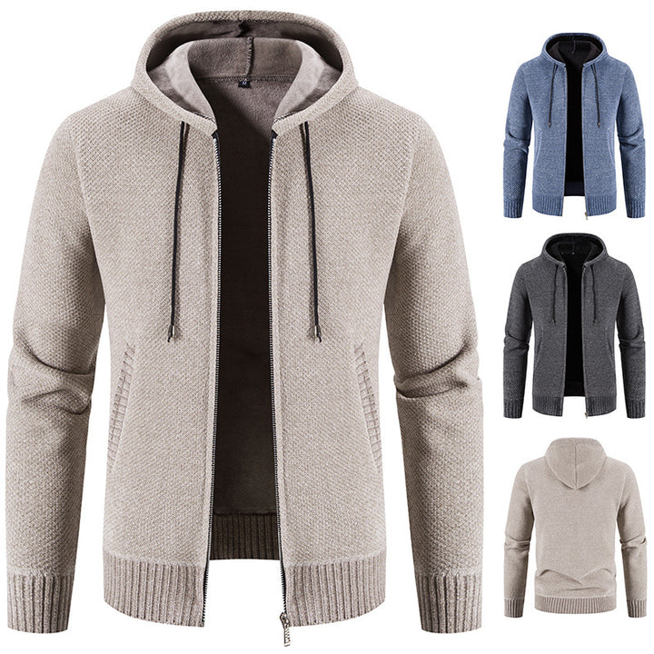 Herren Strickjacke mit Kapuze und strukturiertem Design Echoarchiv