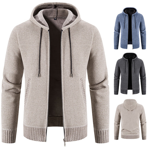 Herren Strickjacke mit Kapuze und strukturiertem Design Echoarchiv