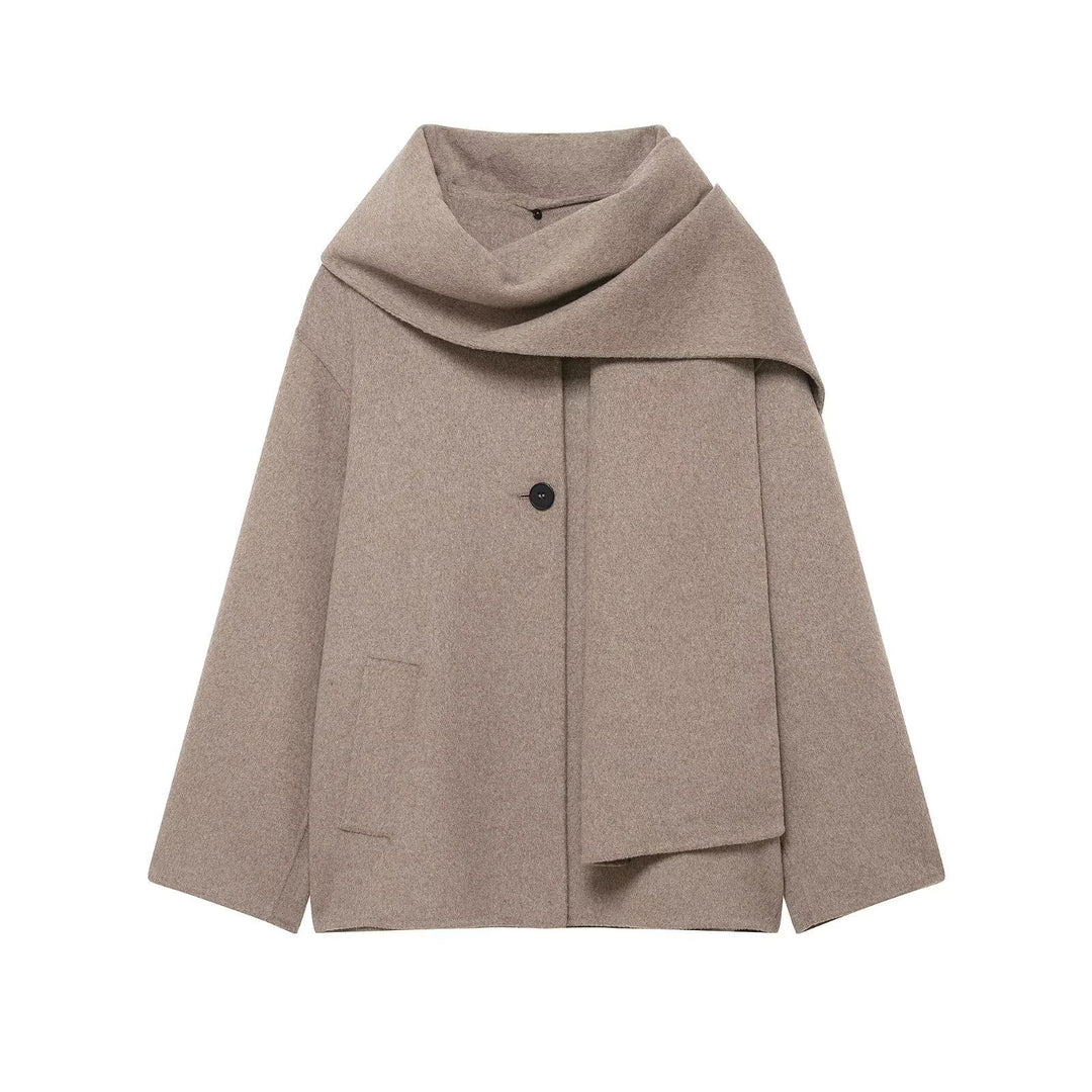 Damen Oversize Wollmantel mit voluminösem Schalkragen und verdeckter Knopfleiste – Montévia
