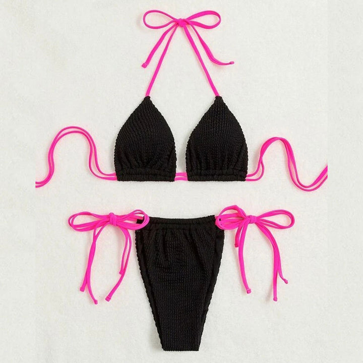 Damen Triangel-Bikini mit verstellbaren Bindebändern und modischer Textur Echo Archiv
