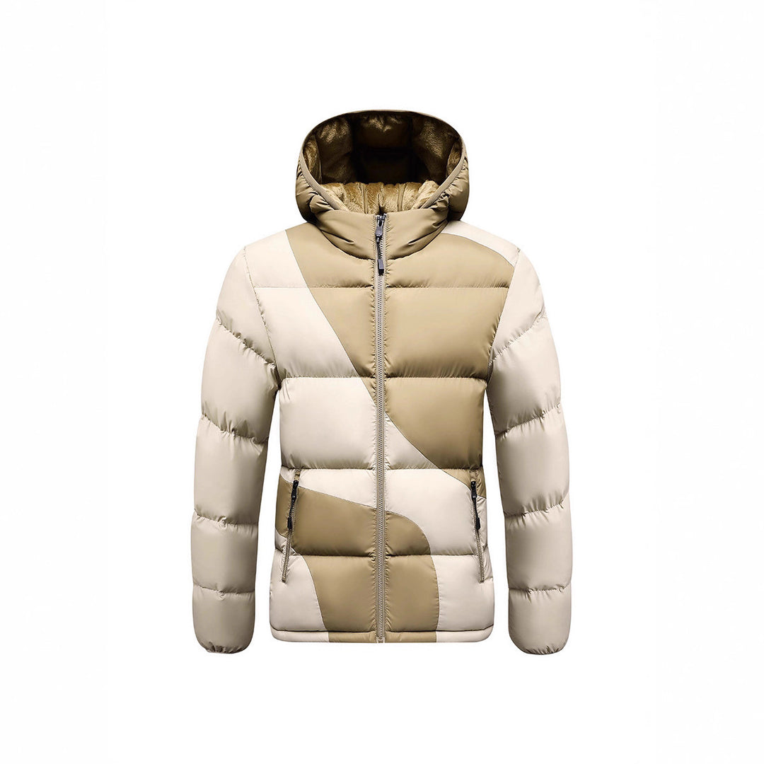 Herren Steppjacke mit kontrastreichen Paneelen, Kapuze und thermischer Synthetikfüllung – Taviero