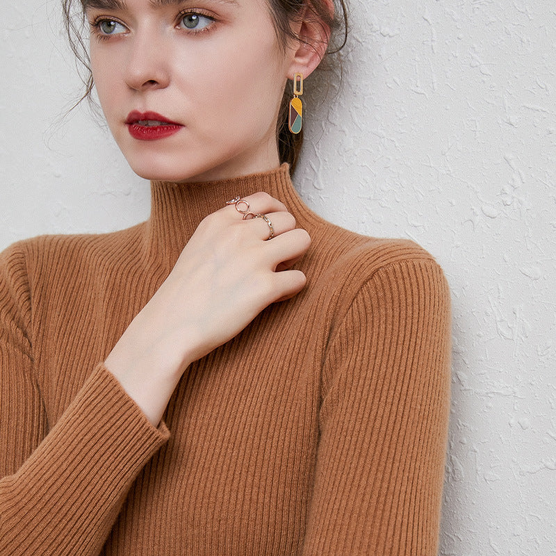 Damen Figurbetonter Feinstrick-Rollkragenpullover mit extrafeiner Rippenstruktur und kaschmirweicher Haptik Echoarchiv