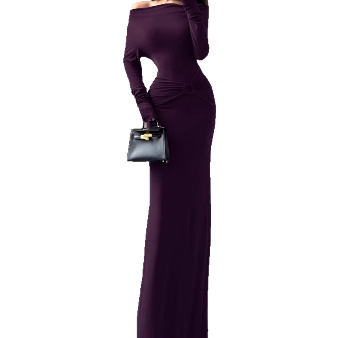 Damen Off-Shoulder Maxikleid mit taillierter Wickeloptik und Raffung Echo Archiv