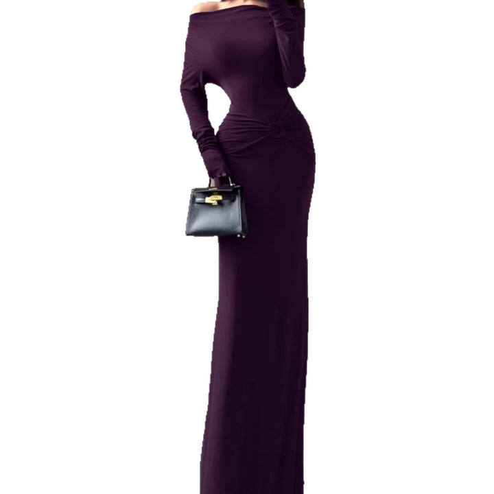Damen Off-Shoulder Maxikleid mit taillierter Wickeloptik und Raffung Echo Archiv