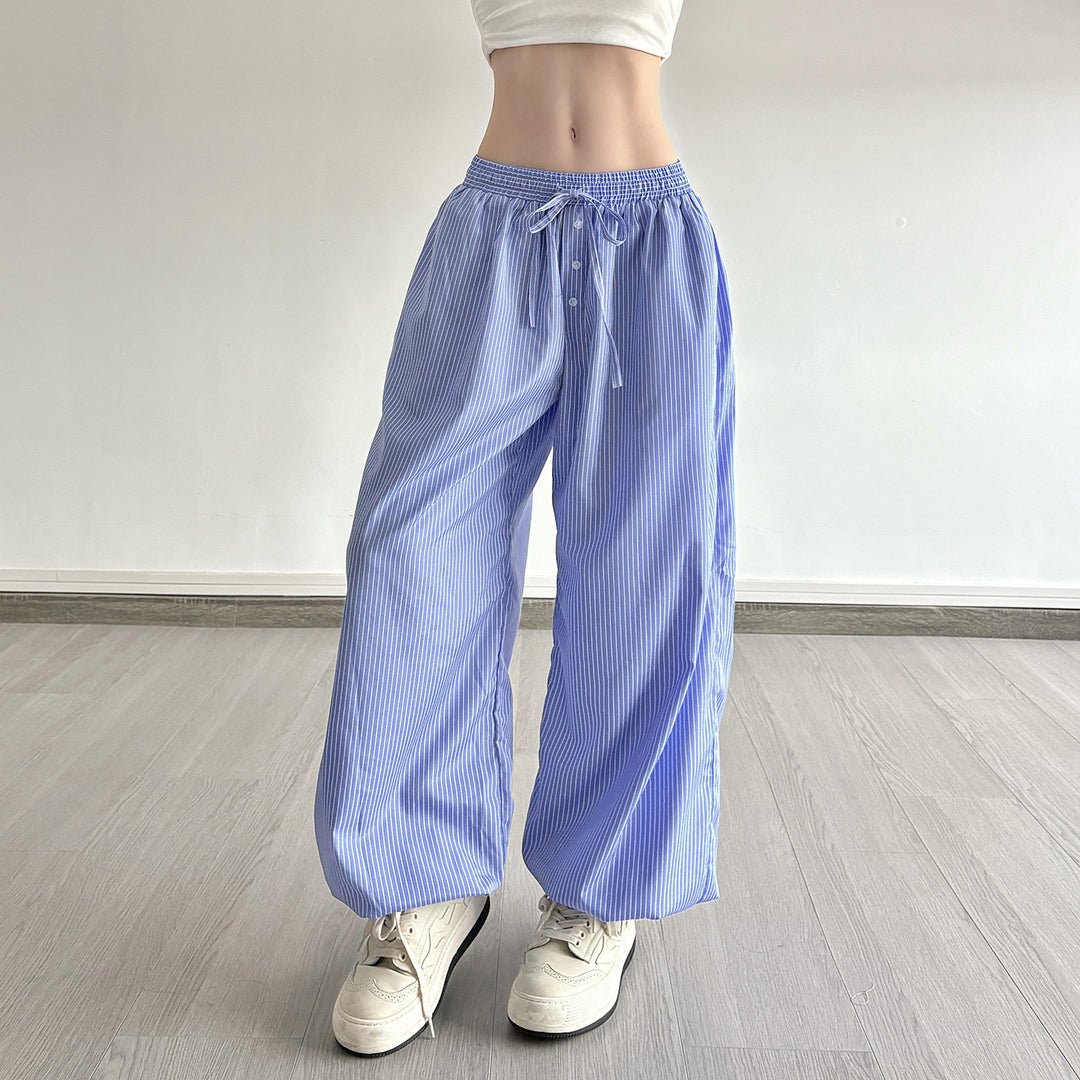 Damen Weite Lounge-Hose mit Smokbund, Tunnelzug, Knopfleiste und elastischen Fußbündchen Echo Archiv