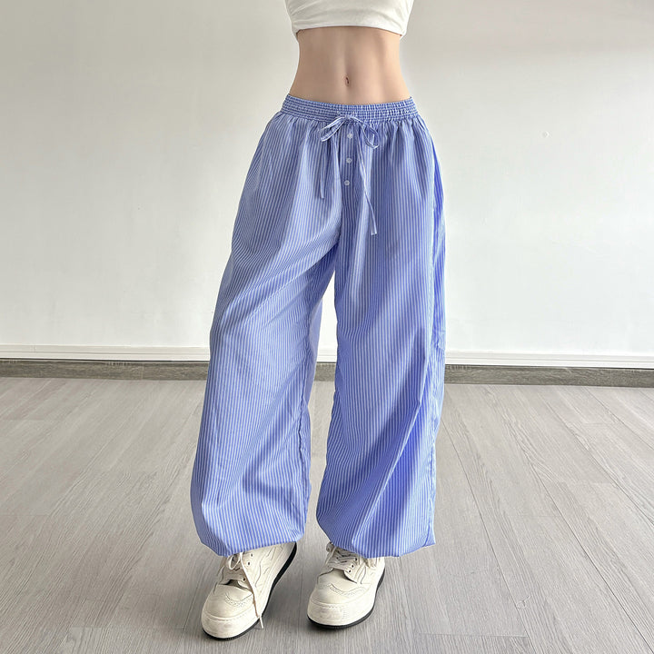 Damen Weite Lounge-Hose mit Smokbund, Tunnelzug, Knopfleiste und elastischen Fußbündchen Echo Archiv