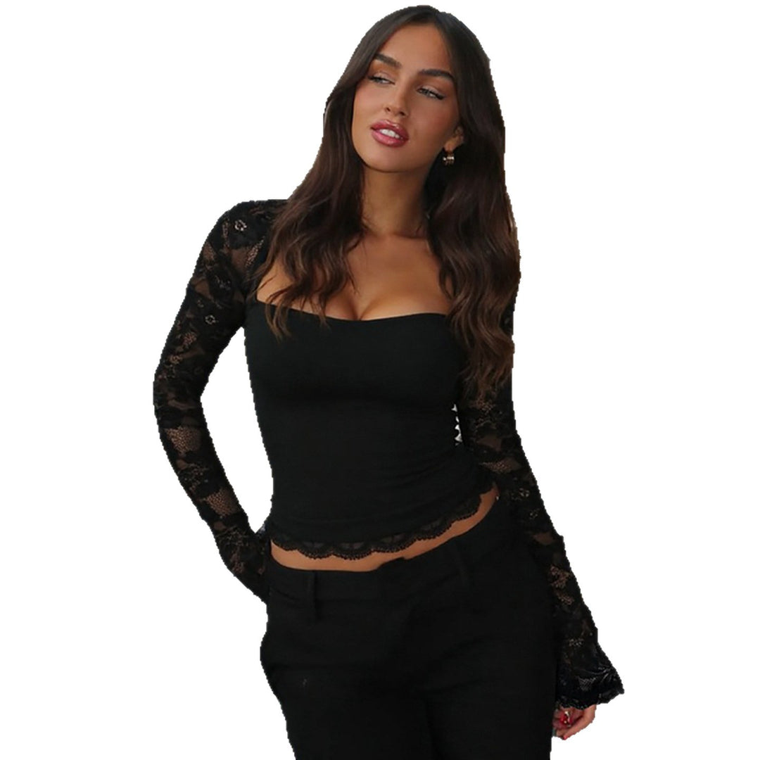Damen elegantes Spitzenoberteil mit langen Ärmeln Echo Archiv