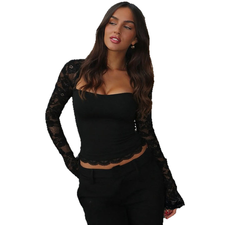 Damen elegantes Spitzenoberteil mit langen Ärmeln Echo Archiv
