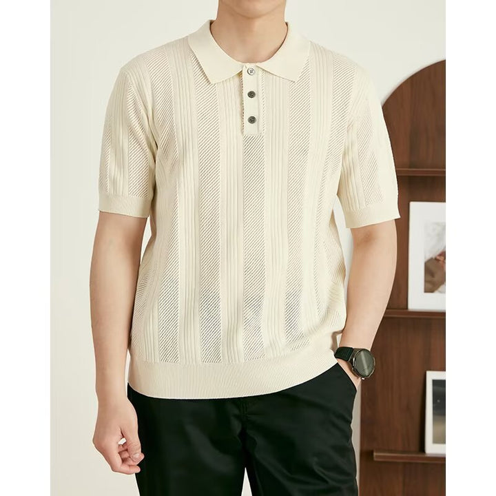 Herren Kurzarm Strick-Polo-Shirt Echo Archive