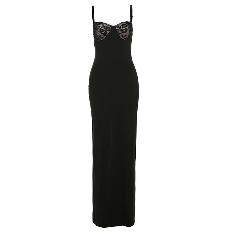Damen Körperbetontes Maxikleid mit Spitzenakzenten Echo Archiv