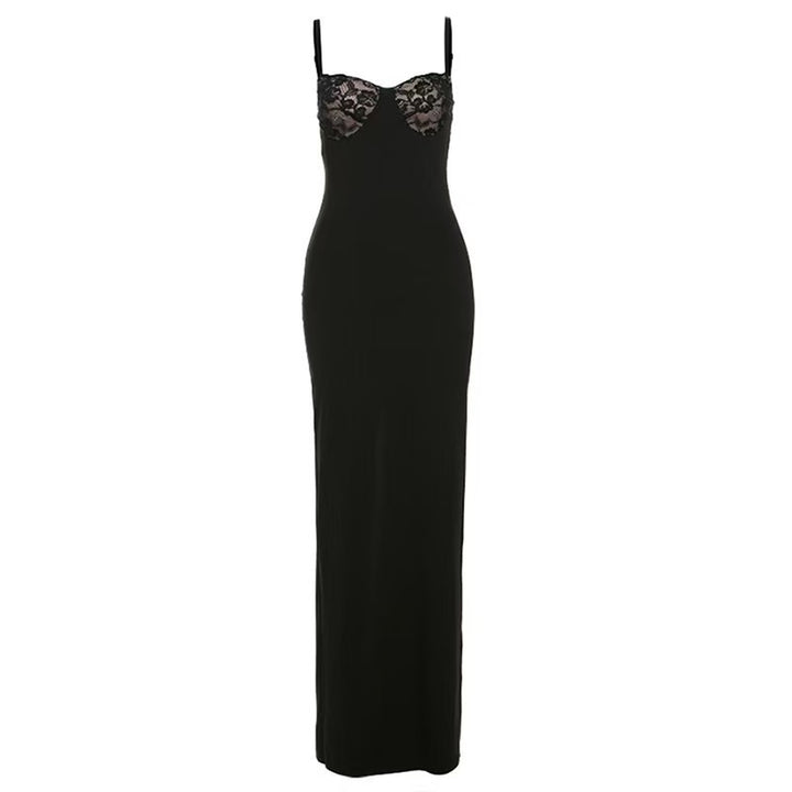 Damen Körperbetontes Maxikleid mit Spitzenakzenten Echo Archiv
