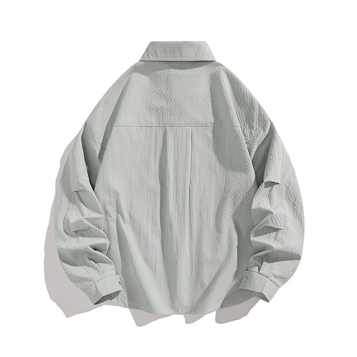 Herren Leichte Oversize-Hemdjacke mit Druckknopfleiste, Strukturstoff & Pattentaschen Echoarchiv