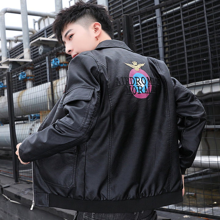 Herren Aviator‑Bomberjacke im Military‑Style mit großem Rückenpatch und Ärmeltasche Echoarchiv