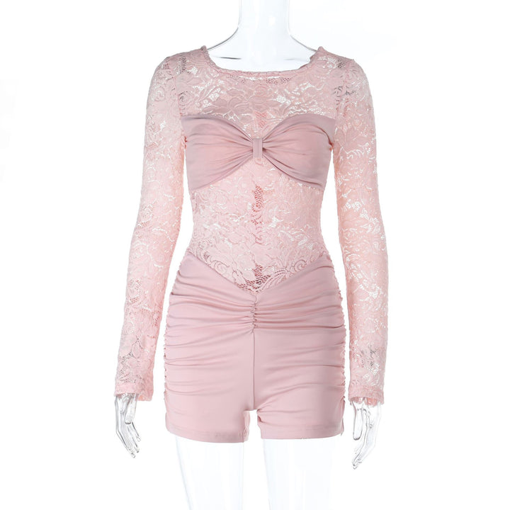 Damen Spitzenbodys mit eleganten Rüschendetails und langen Ärmeln Echo Archiv