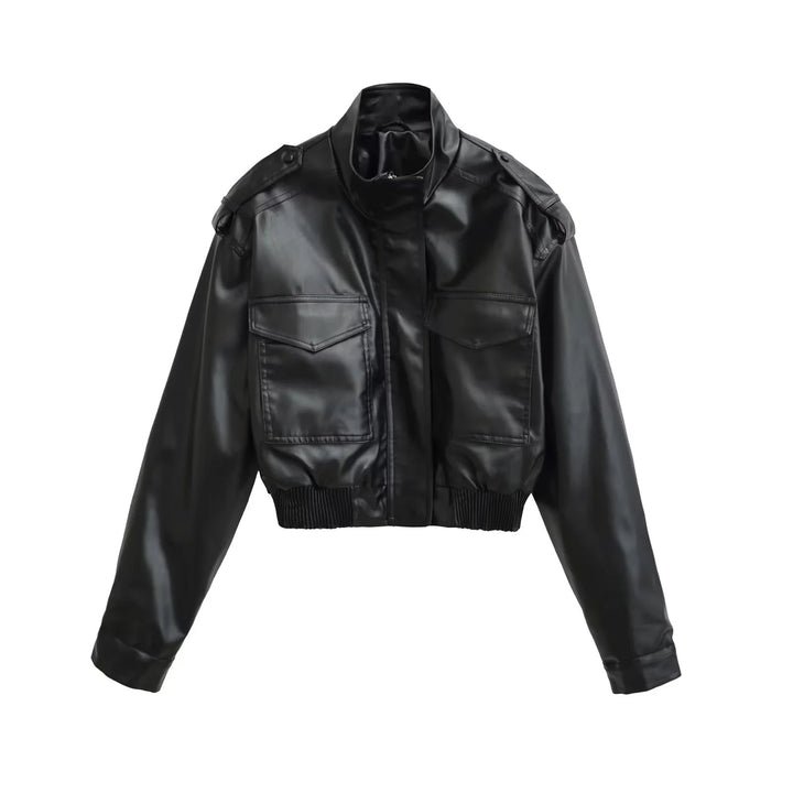 Damen nan cropped Field-Bomberjacke im Military-Look mit Stehkragen, Schulterklappen und taillennahem Rippbund Echo Archiv