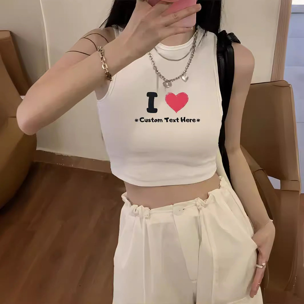 Damen Crop-Top mit auffälligem Schriftzug und körpernahem Schnitt Echo Archiv