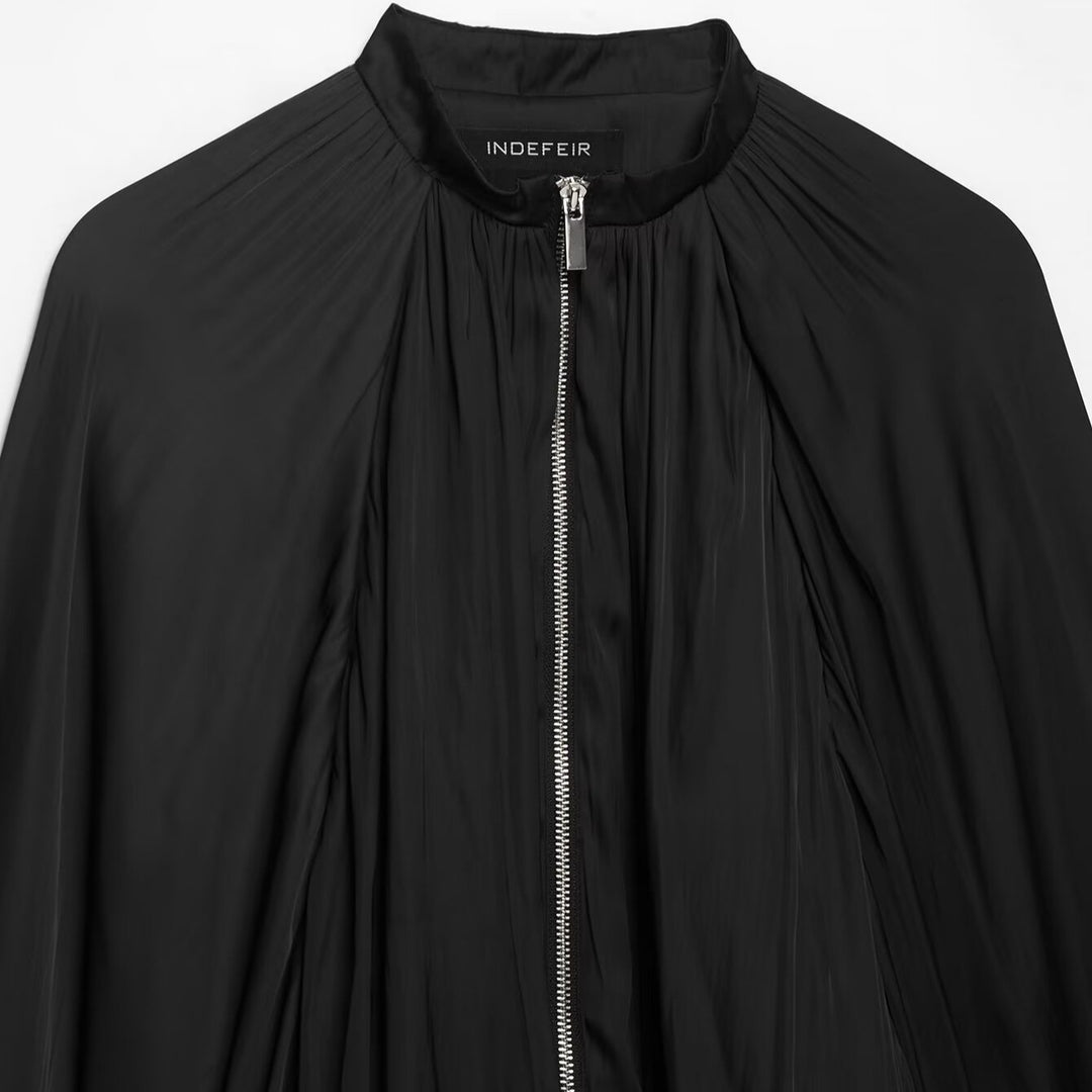 Damen Gefaltete Cropped Capejacke mit Reißverschluss und balloniertem Saum Echoarchiv