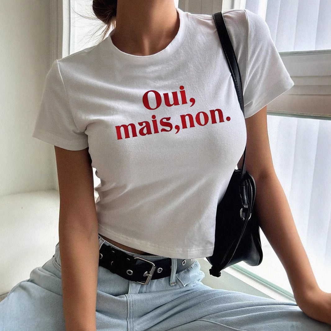 Damen Crop-T-Shirt mit inspirierendem Statement-Print Echo Archiv 1777452262